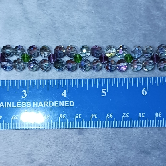 Crystal Bracelet with .925 Sterling Lobster clasp. Green, purple, smoky crystals - Picture 3 of 3